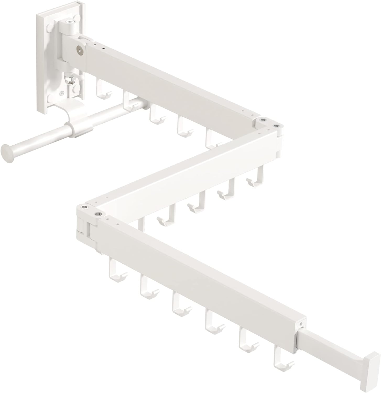 Wall Mounted Clothes Hanger Rack, Clothes Drying Rack,Laundry Drying Rack,Collapsible Clothes Rack Wall Mount, Retractable Drying Rack Clothing,can Fold Upward & Left & Right,White Color