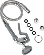 38 Inch Pre Rinse Hose with Sprayer Valve, Commercial Faucet Flexible Hose with Spray Head Replacement Kit for Commercial Restaurant Kitchen Sink Faucet - Grey