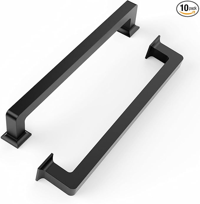 FILTA 7 Inch(177mm) Hole Centers Matte Black Cabinet Pulls(Set of 10),Black Handles for Cabinets Zinc Alloy Kitchen Cabinet Pulls Cabinet Hardware for Cabinets Cupboard Drawer