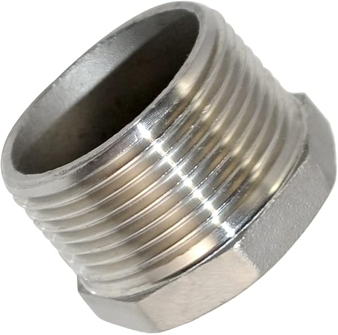 1-1/4" Male NPT to 1/2" Female NPT Female Reducing/Reducer Bushing Pipe Fitting,Adapter,Stainless Steel SS 304 Hex Bushing
