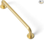 Goo-Ki 6 Pack Brushed Brass Cabinet Drawer Pulls, 5.04 Inch(128mm) c-c Solid Zinc Alloy Modern Bar Handles Dresser Pull Kitchen Hardware for Closet Wardrobe Cupboard Furniture, 9338TLS-128