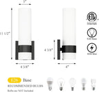 XiNBEi Lighting Black Wall Sconce, Modern Bathroom Sconce Light with White Glass Single Wall Light Fixtures for Hallway Bedroom & Living Room Corridor XB-W1185-MB