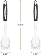Amazer Dish Brush with Handle, 2 Pack Kitchen Scrub Brushes for Cleaning, Dish Scrubber with Stiff Bristles for Sink, Pots, Pans