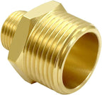 Hooshing 2PCS 1/4" NPT Male to 3/4" NPT Male Brass Pipe Fittings Reducing Hex Nipples Adapter for Plumbing