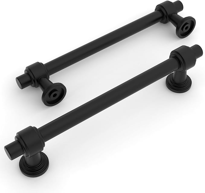 Amerdeco 10 Pack Matte Black Cabinet Pulls 6.3 Inch(160mm) Hole Center Drawer Pulls Cabinet Hardware Kitchen Cabinet Handles for Bathroom Dresser Pulls ZH0069