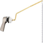 Hibbent Universal Metal Side Mount Toilet Handle Replacement Kit, Brass Toilet Flush Tank Lever with Stainless Steel Flapper Chains for Most Toilets, Brushed Nickel Finish