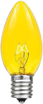 Novelty Lights Christmas Replacement Bulbs - Outdoor Individual Bulbs for Events, Holiday Parties, Patios, and More - C7/E12 Candelabra Base, 5 Watt Lights (Yellow, 25 Pack)