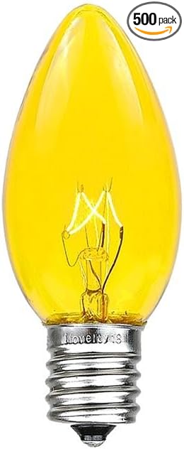 Novelty Lights 500 Case C7 Outdoor Christmas Replacement Bulbs, Yellow, C7/E12 Candelabra Base, 5 Watt, 500 Bulbs