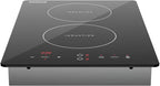 Empava Electric Stove Induction Cooktop Vertical with Dual Burners Vitro Smooth Surface 120V, 12 Inch, Black Ceramic Glass