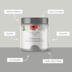 Country Chic All-in-One Chalk Paint for Furniture, Cabinets, Home Decor, Eco-Friendly, Matte Finish, Built-In Primer & Top Coat for Wood, Metal - Pebble Beach (Grey) - Quart 32 oz (950 ml)