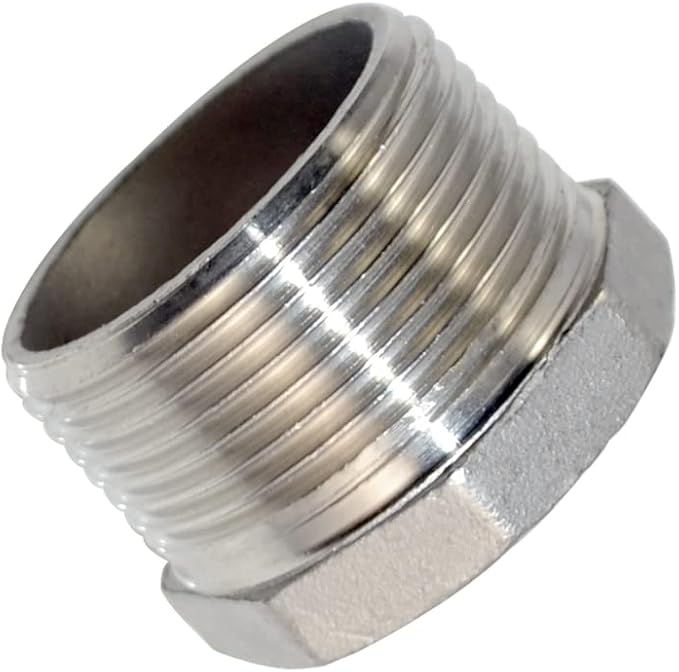 1-1/4" Male NPT to 1" Female NPT Female Reducing/Reducer Bushing Pipe Fitting,Adapter,Stainless Steel SS 304 Hex Bushing