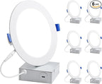 Lepro 6 Pack 4 Inch Canless LED Recessed Light with Junction Box, Ultra-Thin 5000K Daylight, Dimmable Retrofit Downlight, 10W Eqv. 75W,750LM High Brightness,Baffle Trim,ETL,Energy Star&FCC Certified