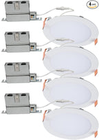 HALO HLB Recessed Lighting 6 Inch LED Thin Canless, Dimmable w/Selectable Color Temperatures, 4-Pack - HLB6099FS1EMWR-4PK