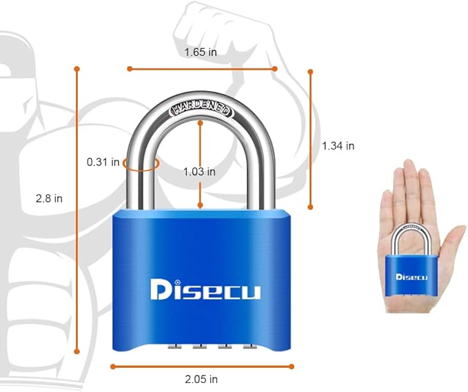 2 Pack disecu 4 Digit Combination Lock, Heavy Duty Outdoor Waterproof Padlock for School Gym Locker, Fence, Gate, Storage Unit, Toolbox (Blue)