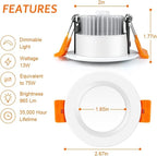 6 Pack 2 Inch LED Recessed Lighting, Downlight Dimmable 3W (35W Equivalent), 5000K Daylight White, CRI80, Recessed Light Fixtures with LED Driver