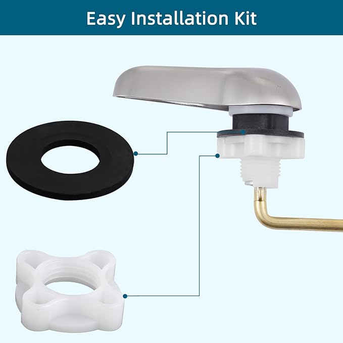 Hygie Rinse 2PCS Universal Metal Toilet Handle Replacement Kit Side Mount Toilet Lever Compatible with TOTO/Glacier Bay/Gerber, Toilet Flush Handle with Flapper Chain, Brushed Nickel