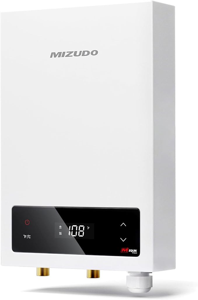 11kW Tankless Water Heater Electric, MIZUDO 240 Volt Instant Hot Water Heater, Up to 2.6 GPM for 1-2 Point of Use, with LED Digital Display, ETL Certified