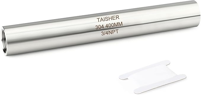TAISHER 1PCS Stainless Steel Pipe Fittings, 3/4" NPT Female x 3/4" NPT Female Threaded, 16" Length Thickened Nipple Cast Pipe