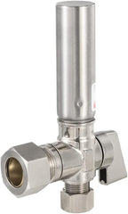 EFIELD 1/4 Turn Stop Angle Valve, 1/2" Nominal (5/8" OD) Compression x 3/8" OD With Stainless Steel Water Hammer Arrestor Chrome Plated Brass,(ARSTRVLV001)