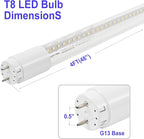 20 Pack 4FT LED T8 Type A+B Tube Lights, 24W, 5000K, Single or Double End Powered, Plug and Play or Ballast Bypass, 4 Foot T10 T12 Fluorescent Bulbs Replacement, Clear Cover