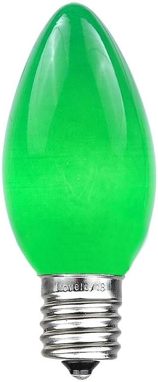 Novelty Lights 500 Case C9 Ceramic Outdoor Christmas Replacement Bulbs, Green, E17/C9 Intermediate Base, 7 Watt