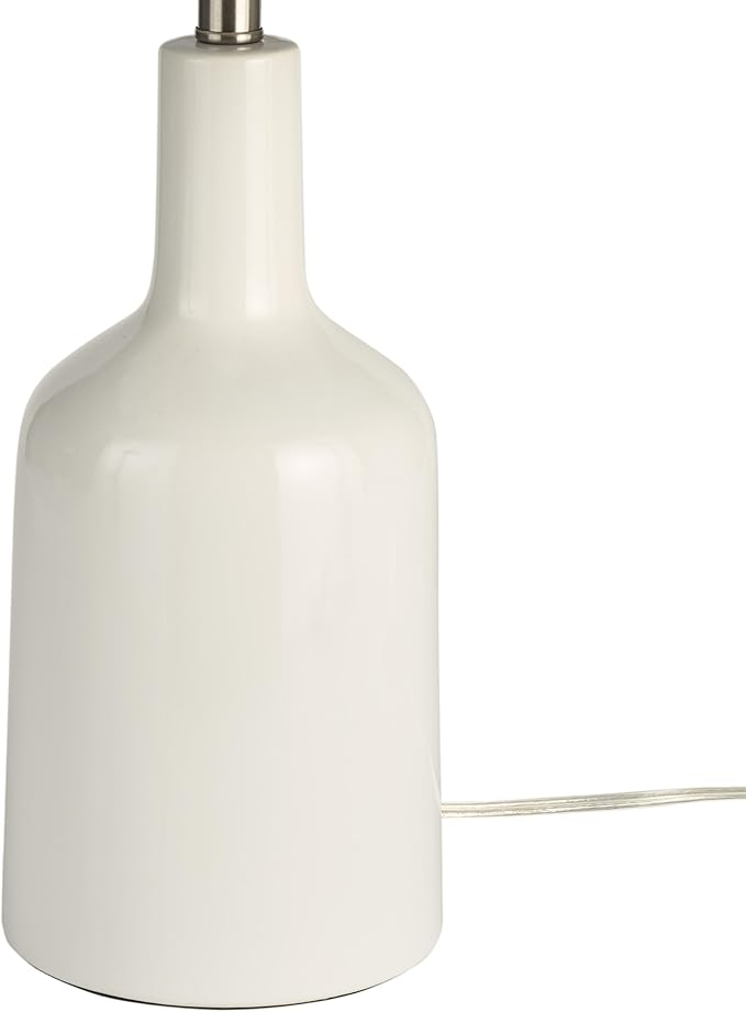 Nourison Home 22" Glossy White Ceramic Table Lamp for Modern, Transitional, Bedside Table, Living Room, Dining, Entryway