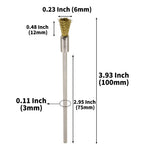 20PCS Brass Wire Brushes with Extended Handle - Metal Rust Removal, Polishing, Cleaning - 6mm Diameter, 1/8″ (3mm) Shaft, 100mm Length - Removes Burrs, Dust, and Oxide Layer - Rotary Tool Accessories