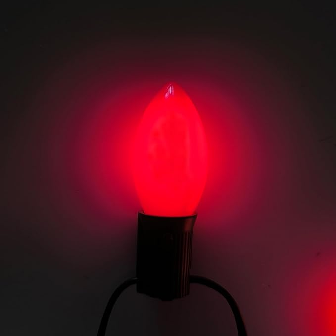 C9 Red Valentines Christmas Light Bulbs, 25 Pack Ceramic Red Replacement Light Bulbs, E17 Intermediate Base Edison Bulb for Outdoor Christmas Lights Valentines Decor Lights, 7 Watts