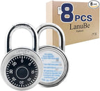 LanuBe Lock Standard Dial Combination Lock 2 in. Wide, with Different Combinations Black Turnplate Pack of 8 Lock for School Employee Gym & Sports Locker CaseToolbox and so on