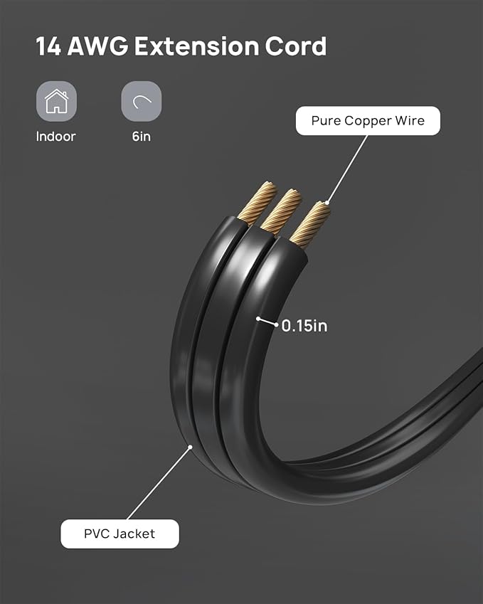 TROND Flat Outlet Extender with 6 Inch Cord - ETL Listed Multi Plug Extension Outlet Splitter, Electrical 3 Way Plug Adapter Wall Extender for Home Office Cruise Ship Travel Essentials, Black