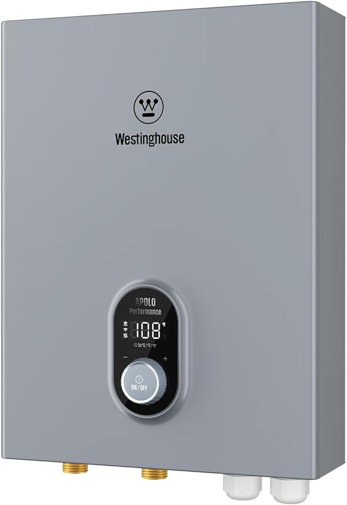 Westinghouse 24kW 240V Electric Tankless Water Heater, Instant Hot Water Heater, On Demand Hot Water, Smart WiFi Control, Works with Alexa & Google Home, ETL Certified, IPX4, Gray