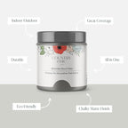 Country Chic All-in-One Chalk Paint for Furniture, Cabinets, Home Decor, Eco-Friendly, Matte Finish, Built-In Primer & Top Coat for Wood, Metal - Cobblestone (Grey) - Pint 16 oz (475 ml)