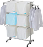 Foldable Laundry Drying Rack with Wheels - 48 Drying Rods, Heavy Duty, Movable, Perfect for Clothes, Duvet, Socks, Bed Linen, Sheets, 6 Wings