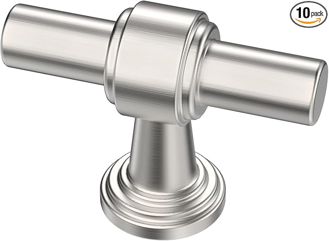 Alzassbg 10 Pack Brushed Satin Nickel Cabinet Knobs, 1.9 Inch(49mm) Cabinet Handles Kitchen Hardware Straight Bar for Cabinets and Drawer AL3505SN