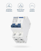 DC Miniature Circuit Breaker, 2 Pole 500V 10 Amp Isolator for Solar PV System, Thermal Magnetic Trip, DIN Rail Mount, Chtaixi DC Disconnect Switch C10