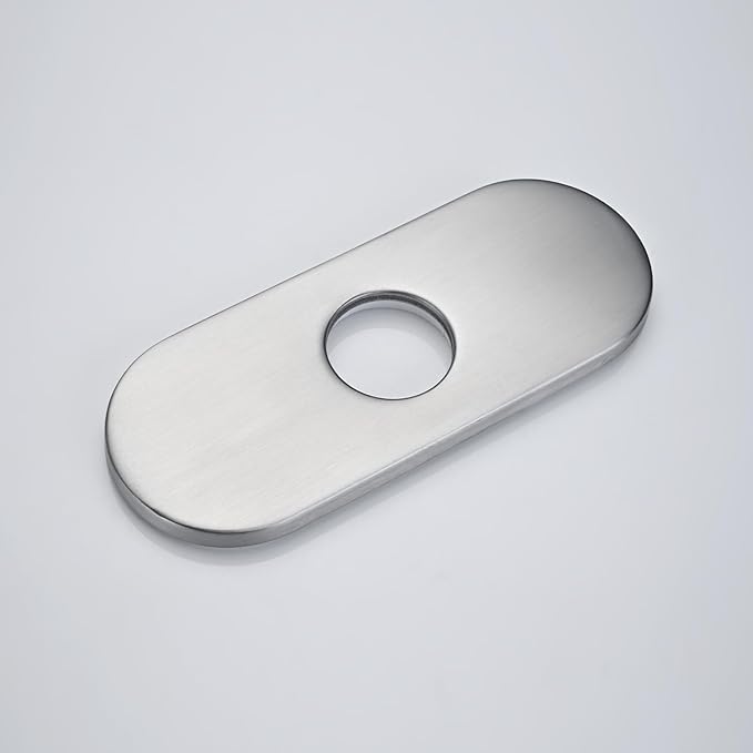 6 Inch Faucet Deck Plate for Bathroom Sink - Universal Fit for 1 Hole or 3 Hole 4 Inch Centerset Basins - Escutcheon Faucet Plate - Stainless Steel Faucet Hole Cover(Brushed Nickel)