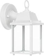 LIT-PaTH Outdoor LED Wall Lantern, Wall Sconce as Porch Light, 9.5W 800 Lumen, Aluminum Housing Plus Glass, 5000k-Matte White Finish, 1-Pack
