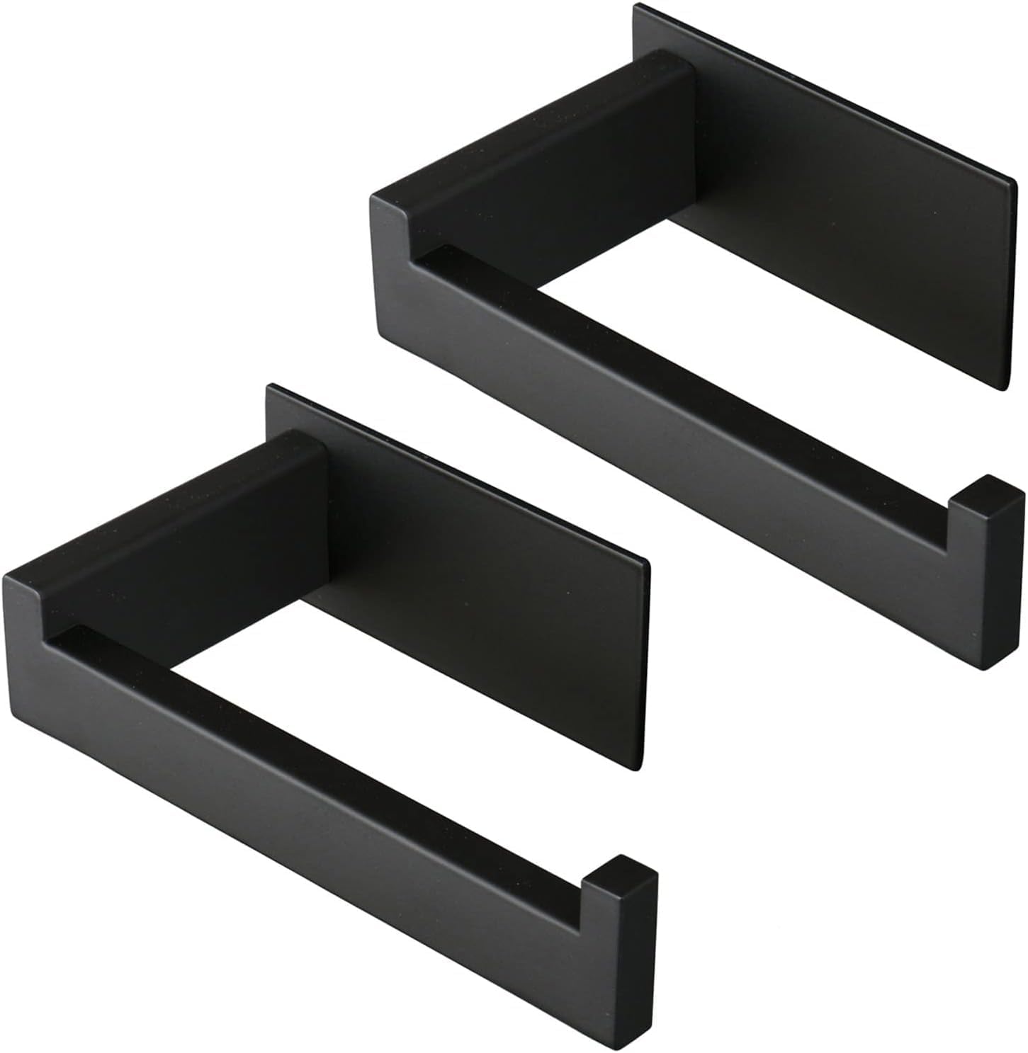 Toilet Paper Holder, Self Adhesive Tissue Holder Stainless Steel Rustproof Paper Roll Holder, No Drilling Easy to Install, Toilet Paper Rack Suitable for Office, Bathroom (2, Matte Black)