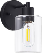 Wall Sconce, Black Vanity Light, Modern Bathroom Light Fixture with Clear Glass Shade and Moisture and Rust Prevention,Hallway Wall Lamp Mount Light Fixtures for Mirror(1PACK)