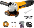 Hoteche 4-1/2-Inch Angle Grinder 6.3-Amp Compact Metal Cutting & Grinding Tool with Cutting Disc, Safety Gloves & Goggles