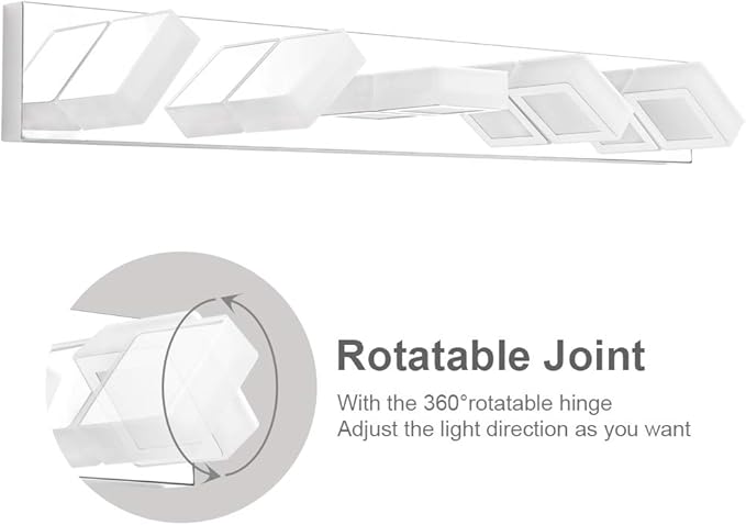 Ralbay Modern Chrome Bathroom Lights with 5 LEDs - Acrylic Finish Over Mirror, Natural White Light