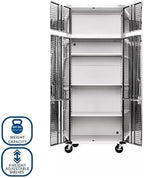 Heavy Duty 8-Piece Steel Garage Cabinet Storage Set with Rolling Workbench, 12 Feet Wide (White)