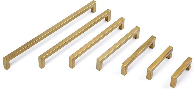 30 Pack Champagne Cabinet Pulls 5 Inch Hole Center Square Champagne Bronze Cabinet Handles Dresser Drawer Handles Stainless Steel Kitchen Handles for Cabinets Kitchen Hardware