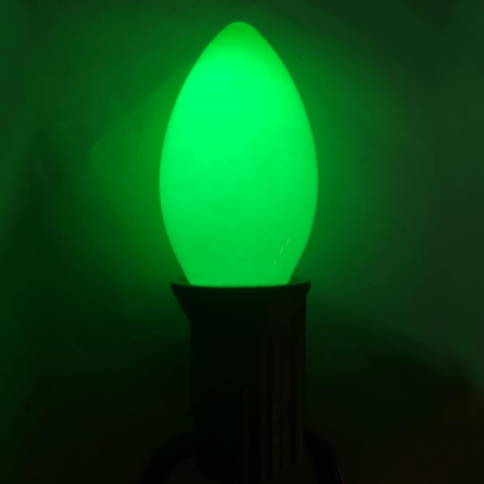 C9 Green Christmas Light Replacement Bulbs, 25 Pack Ceramic Green Incandescent Light Bulbs Vintage Light Bulbs for Outdoor Christmas Lights St Patricks Day Lights, E17 Intermediate Base- 7 Watts