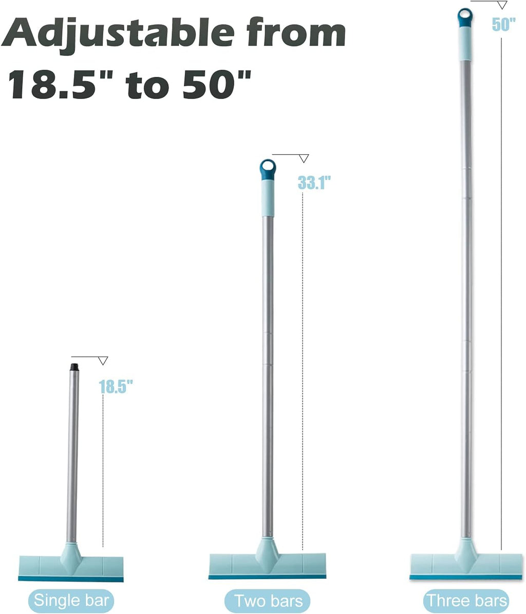 BOOMJOY Floor Scrub Brush with Long Handle, 2 in 1 Scrape and Brush, Stiff Bristles for Cleaning Bathroom, Patio, Garage, Kitchen, Deck, Tile, Blue