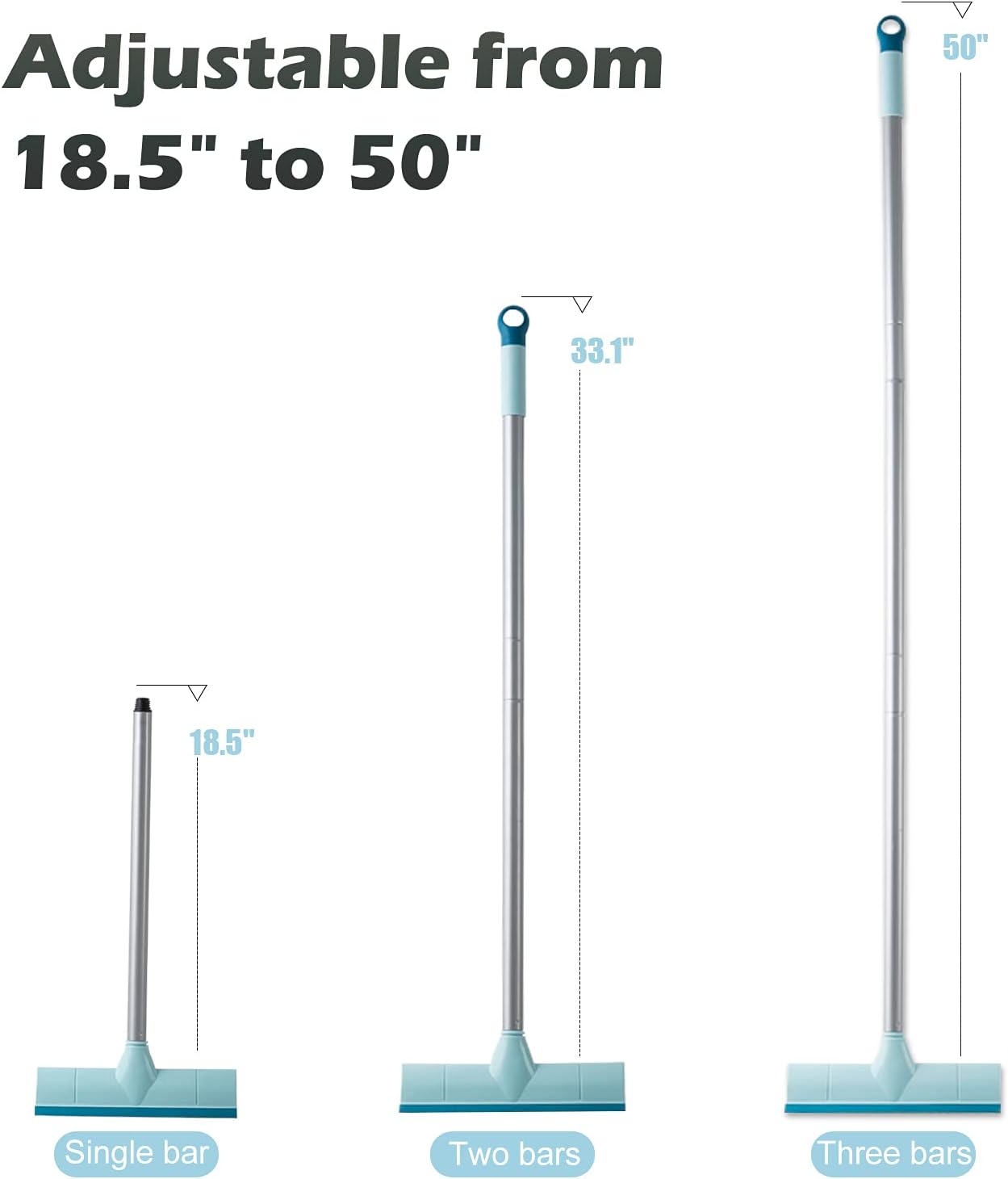 BOOMJOY Floor Scrub Brush with Long Handle, 2 in 1 Scrape and Brush, Stiff Bristles for Cleaning Bathroom, Patio, Garage, Kitchen, Deck, Tile, Blue