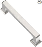 Alzassbg 10 Pack Brushed Satin Nickel Cabinet Pulls, 3-3/4 Inch(96mm) Hole Centers Cabinet Handles Square Kitchen Hardware for Cabinets AL3046SN