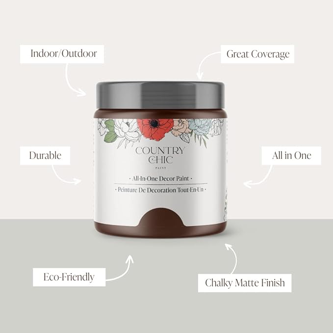 Country Chic All-in-One Chalk Paint for Furniture, Cabinets, Home Decor, Eco-Friendly, Matte Finish, Built-In Primer & Top Coat for Wood, Metal - Leather Bound (Chocolate Brown) - Quart 32 oz (950 ml)