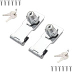2 Packs Keyed Hasp Locks Twist Knob Keyed Locking Hasp for Small Doors, Cabinets and More,Stainless Steel Steel, Chrome Plated Hasp Lock Catch Latch Safety Lock (3Inch with Lock)