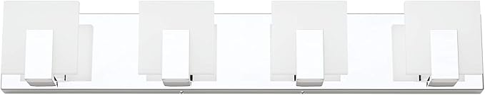 Aipsun 4 Lights Dimmable Modern LED Vanity Light for Bathroom Frosted White Acrylic Chrome Up and Down Bathroom Wall Light Fixtures Over Mirror(White Light 6000K)